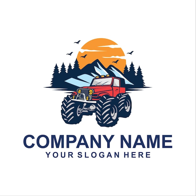 mountain offroad jeep logo vector