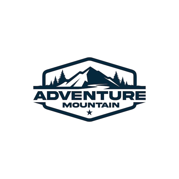 Mountain outdoor adventure badge logo