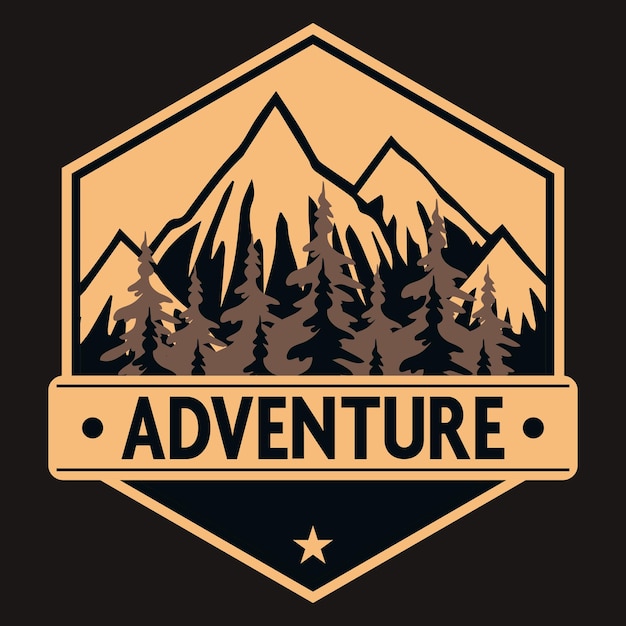 Mountain Outdoor Adventure Label Vector Illustration Retro Vintage Badge Sticker And T-shirt De