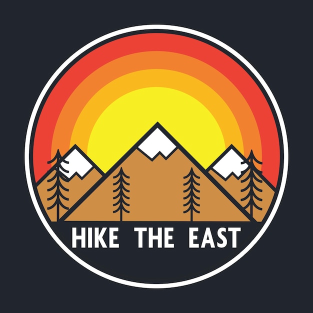 Mountain Outdoor Adventure Label Vector Illustration Retro Vintage Badge Sticker And T-shirt Design