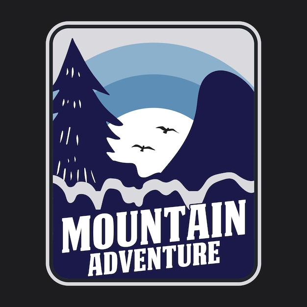 Mountain Outdoor Adventure Label Vector Illustration Retro Vintage Badge Sticker And T-shirt Design