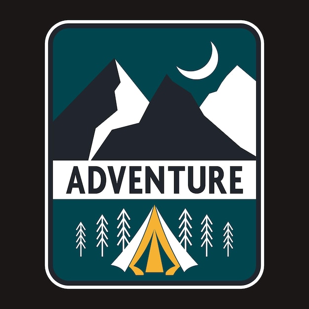 Mountain Outdoor Adventure Label Vector Illustration Retro Vintage Badge Sticker And T-shirt Design