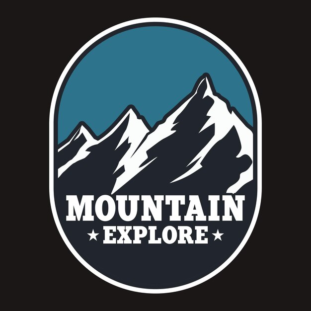 Mountain Outdoor Adventure Label Vector Illustration Retro Vintage Badge Sticker And T-shirt Design