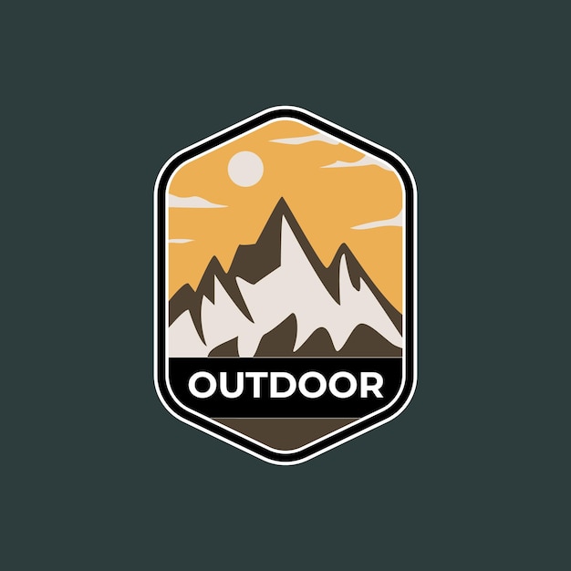 Mountain outdoor badge logo emblem vector illustration design