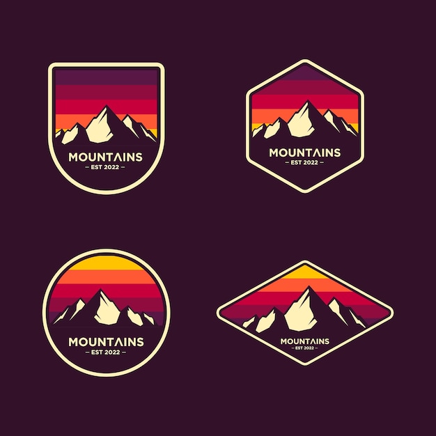 Mountain outdoor landscape bundle logo illustration