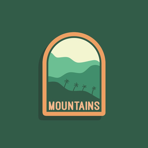 Mountain palm pine Nature view Outdoor vintage Badge logo illustration template