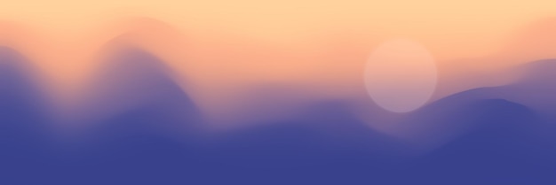 Mountain panoramic view abstract stylization sunset light and sun