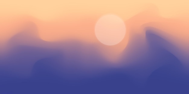 Mountain panoramic view abstract stylization sunset light and sun