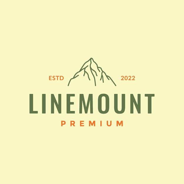 Mountain peak high hill stone rock simple line hipster logo design vector