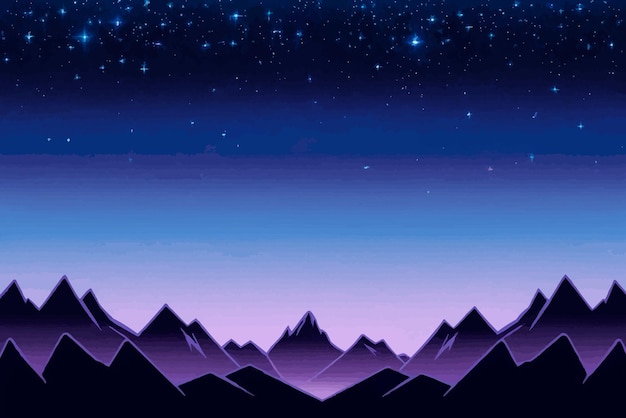 mountain peaks in the night sky