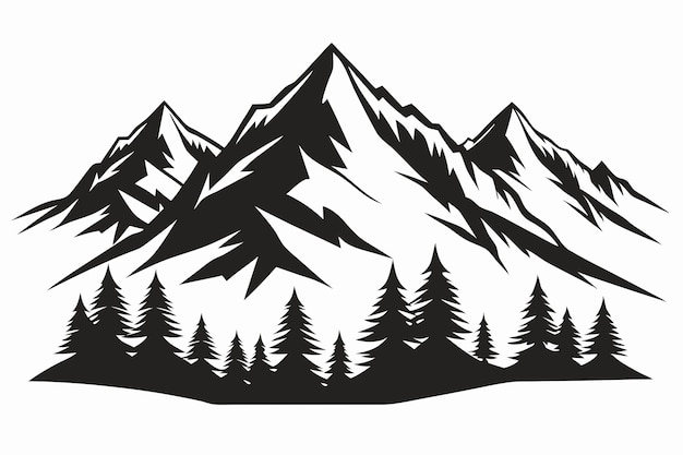 Vector a mountain range with a black and white background