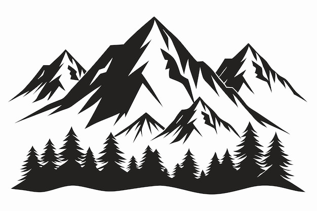 Vector a mountain range with a black and white background