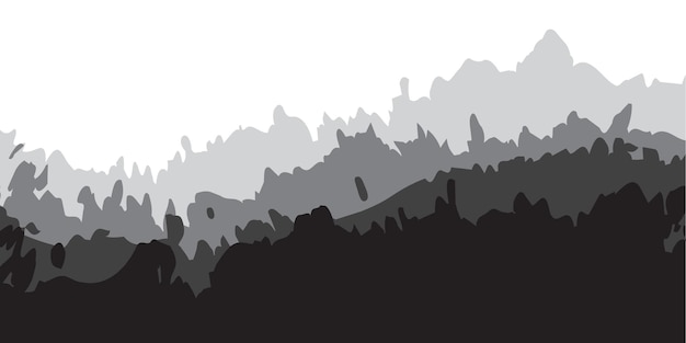 A mountain range with a black and white background.