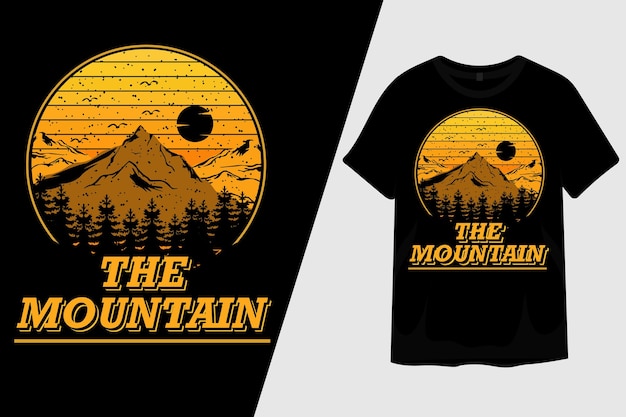 The Mountain Retro Vintage T Shirt Design