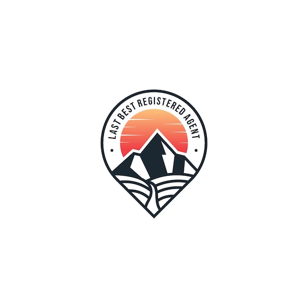 Mountain River Journey Adventure Logo Design Vintage Premium Vector