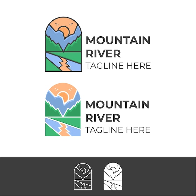 Mountain river logo concept illustration