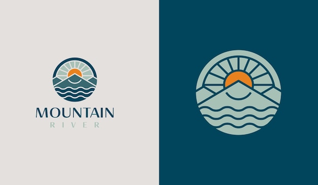 Mountain River Logo Universal creative premium symbol Vector sign icon logo template Vector illustration