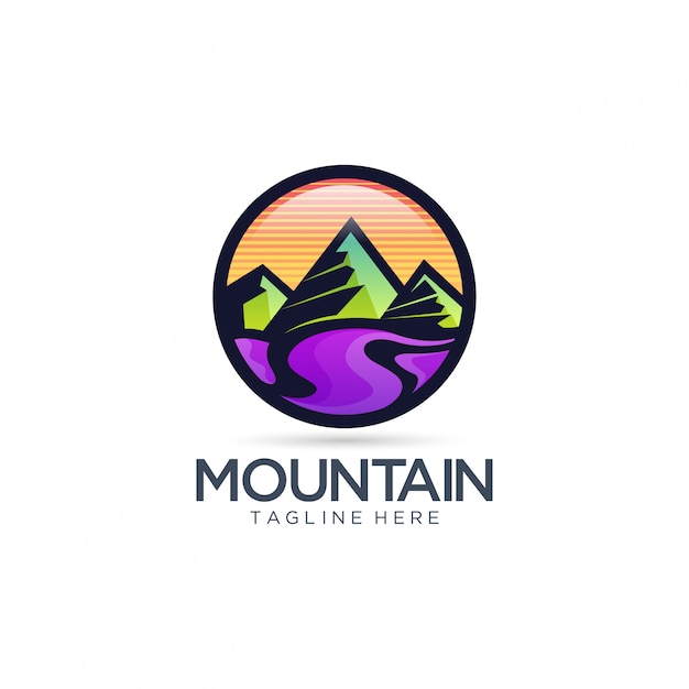 Mountain And River Logo Vector