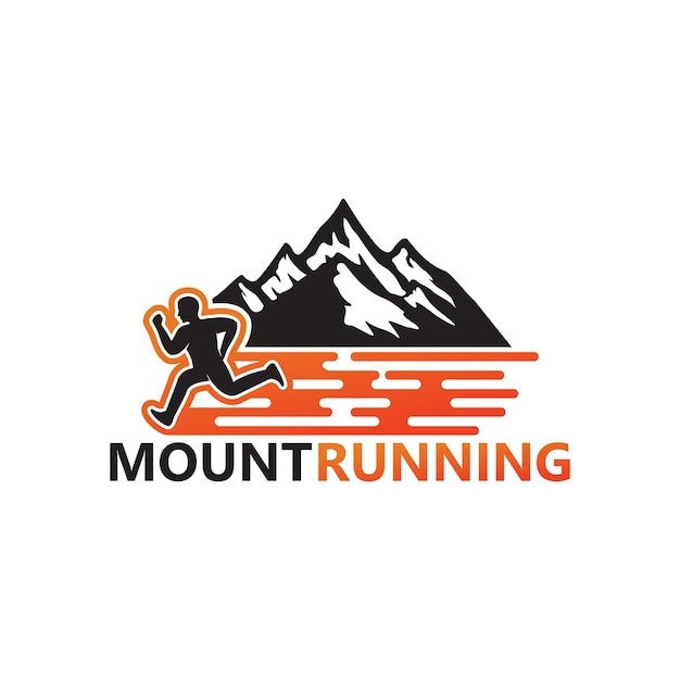 Mountain Running Logo Template Design Vector, Emblem, Design Concept, Creative Symbol, Icon