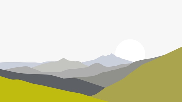 Mountain scenery illustration in simple flat design style