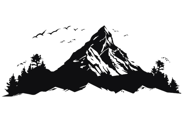 mountain set black silhouettes vector