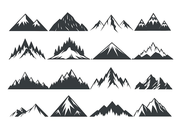 Vector mountain set silhouettes vector illustration