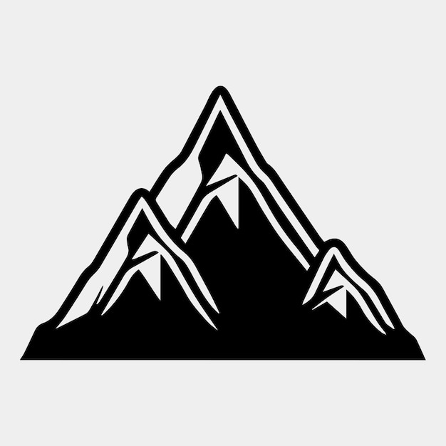 Mountain silhouette vector icon Rocky peaks Mountains ranges Black and white mountain icon