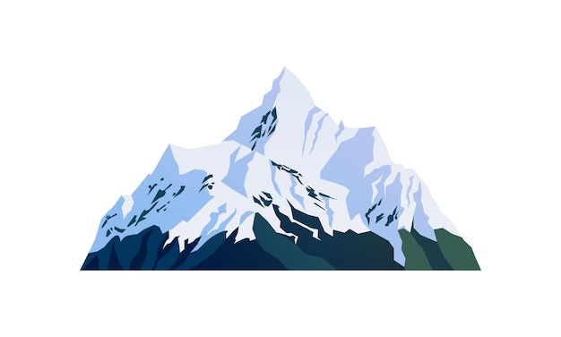 Mountain snowcapped peaks snowy rocky cliffs isolated cartoon icon vector landscape travel