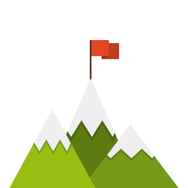 Vector mountain success flag icon