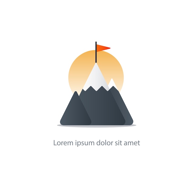 Mountain summit with flag illustration