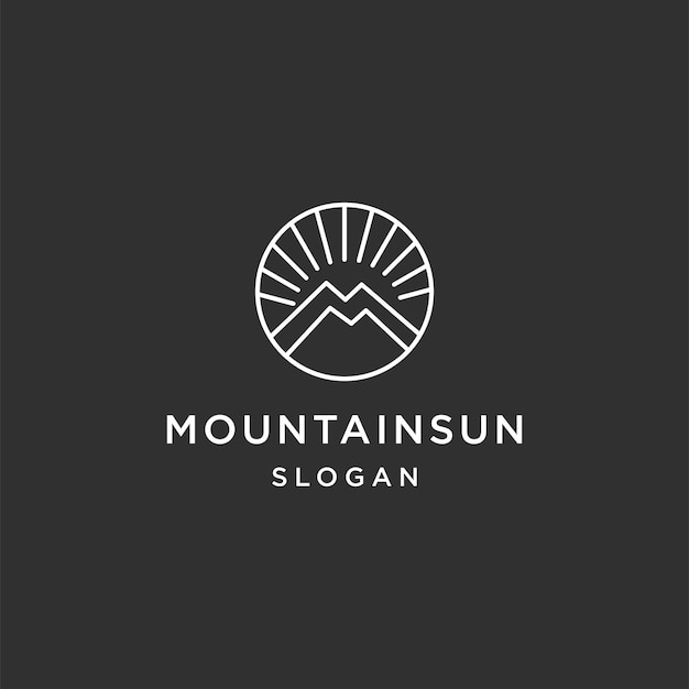 Mountain sun logo icon design template