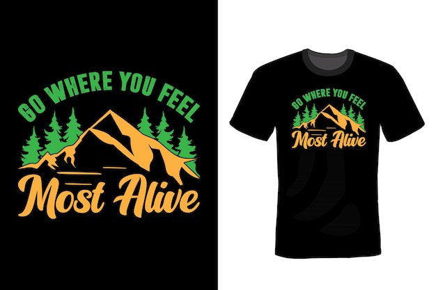 Mountain T shirt design, typography, vintage