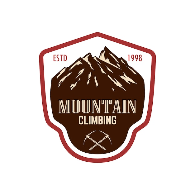 Mountain tourism emblem. Design element for logo, label, sign, poster.