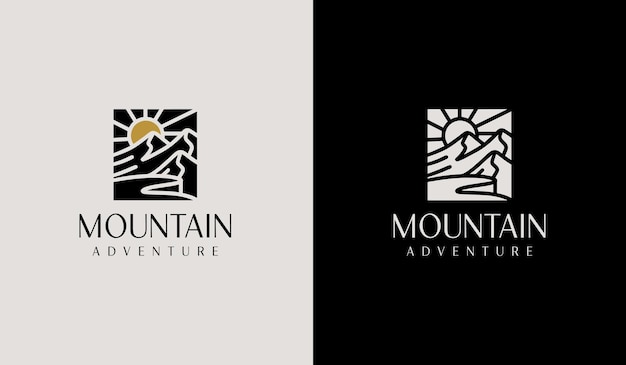 Mountain travel emblems Camping outdoor adventure emblems badges and logo patches Mountain tourism hiking Universal creative premium symbol Vector illustration