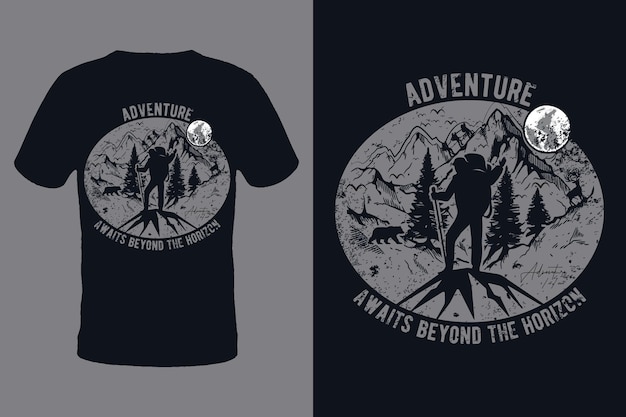 Vector mountain tshirt design vector template eps file adventure tshirt design with mountain