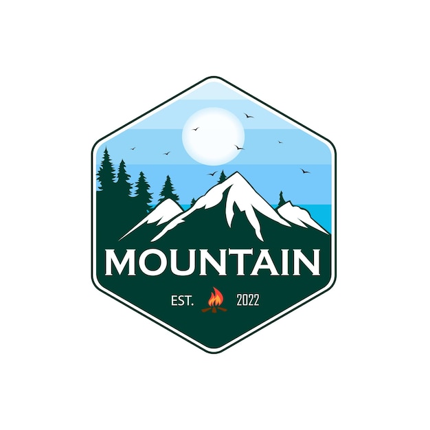 Mountain vector illustration logo, outdoor premium logo vector