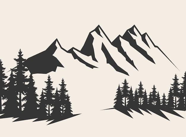 Mountain vector illustration Old style black and white mountain vector illustration on white background Black and white mountain