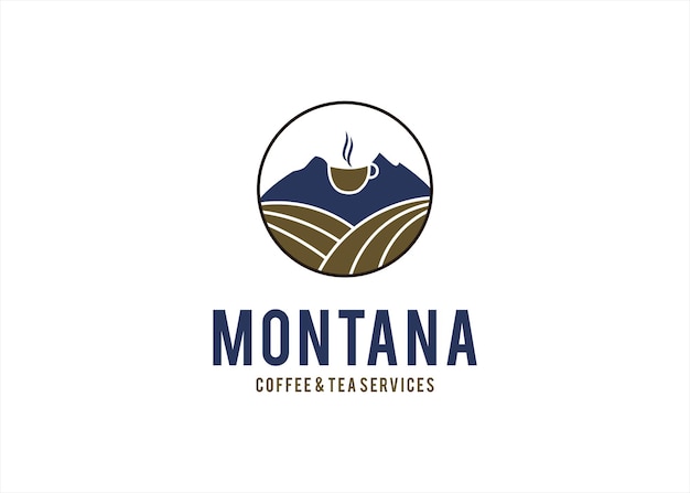 mountain view cafe coffee farm logo design template