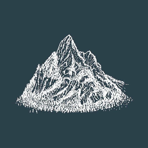 A mountain view hand drawn illustration in vector