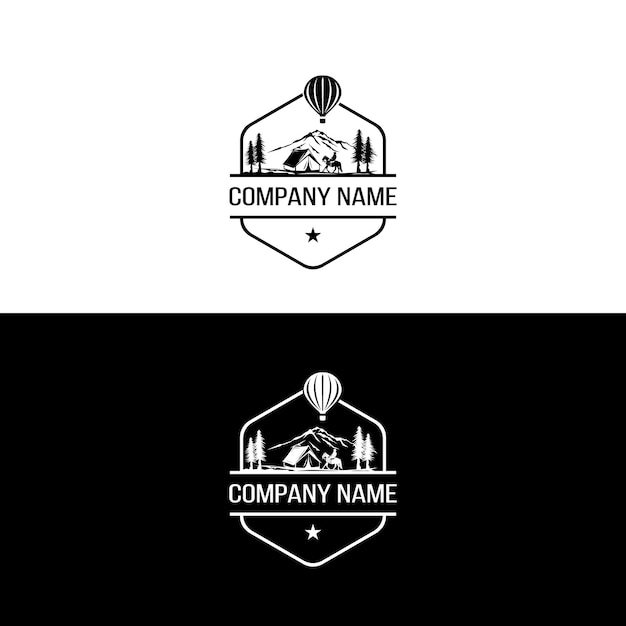 Mountain view with cabin and cowboy for village house rent logo