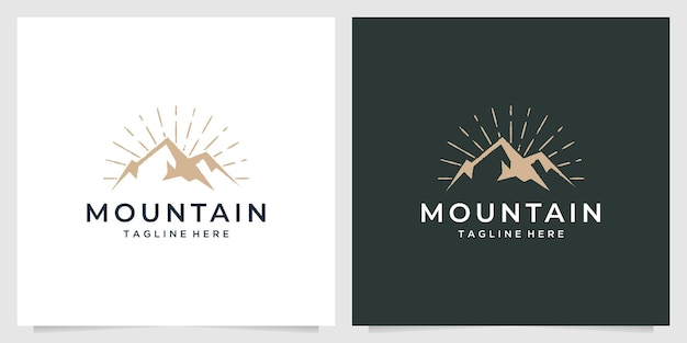 Mountain vintage style line art logo design