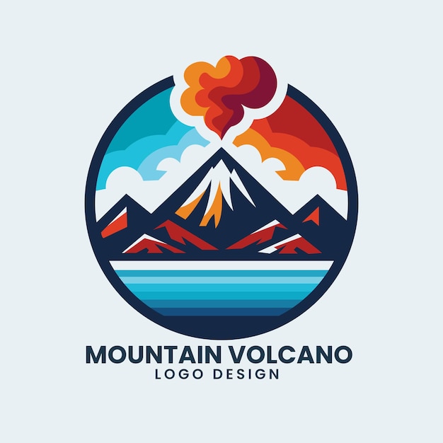 Vector mountain volcano vector hiking adventure logo design vector template