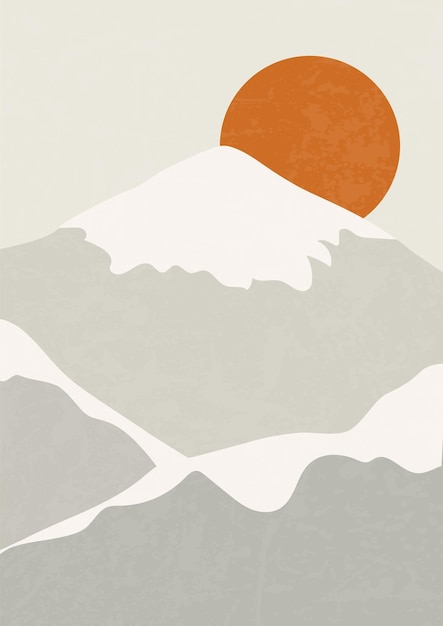 Mountain winter landscape with white peaks illustration