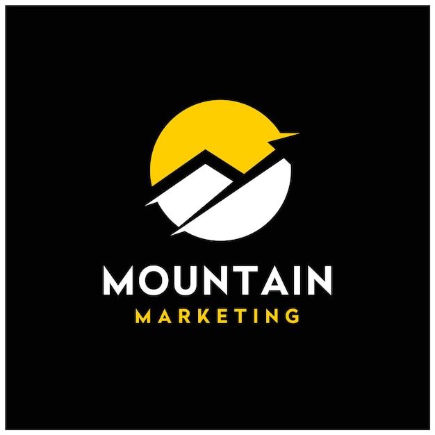 Mountain with Arrow and Statistic Diagram Chart for Marketing Growth Infographic business logo