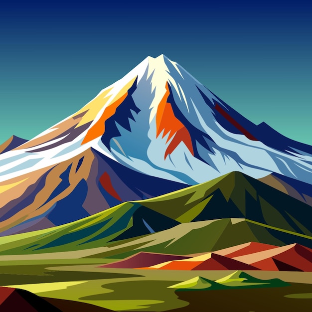 Vector a mountain with a colorful background and a picture of a mountain