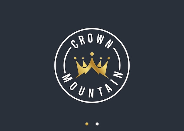 Vector mountain with crown logo design vector silhouette illustration