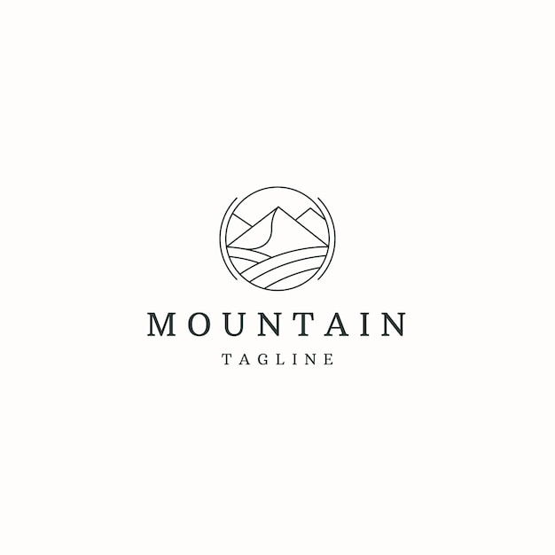 Mountain with line style logo icon design template flat vector