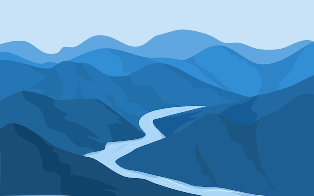 Mountain with river landscape background illustration