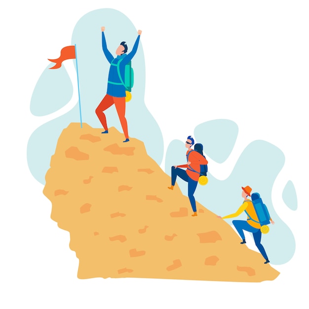 Mountaineering Hobby Flat Vector Illustration