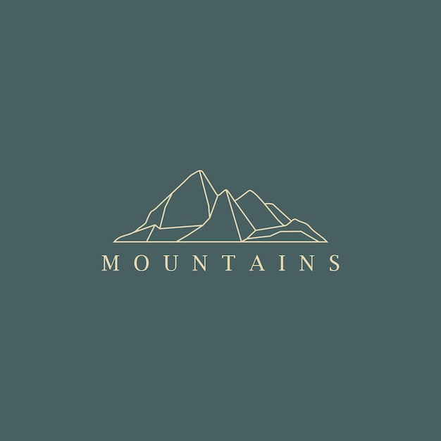 Mountains Abstract line art outline elegant hipster logo icon sign symbol design template